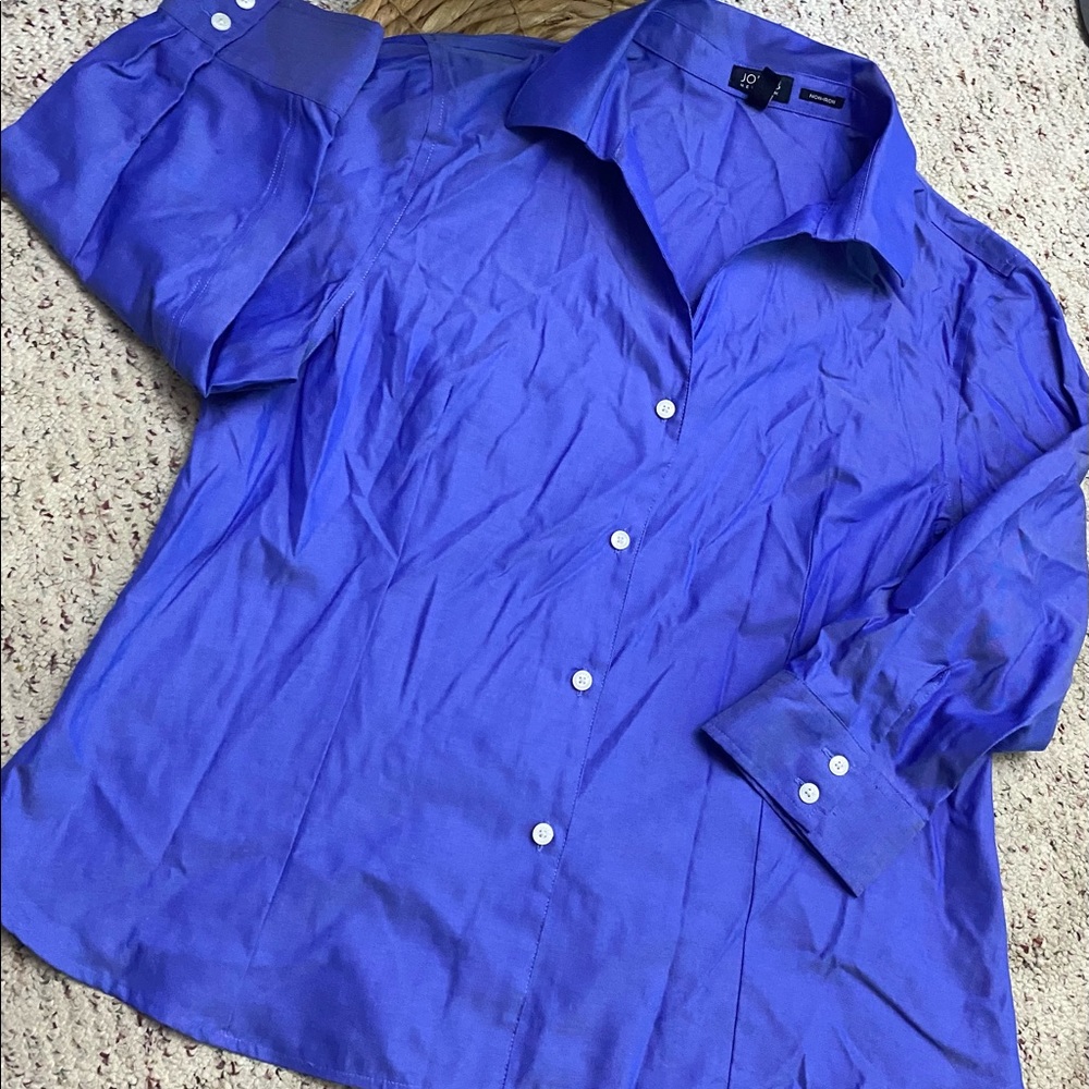 Button Front shirt 3/4 sleeves Blue Sz XL